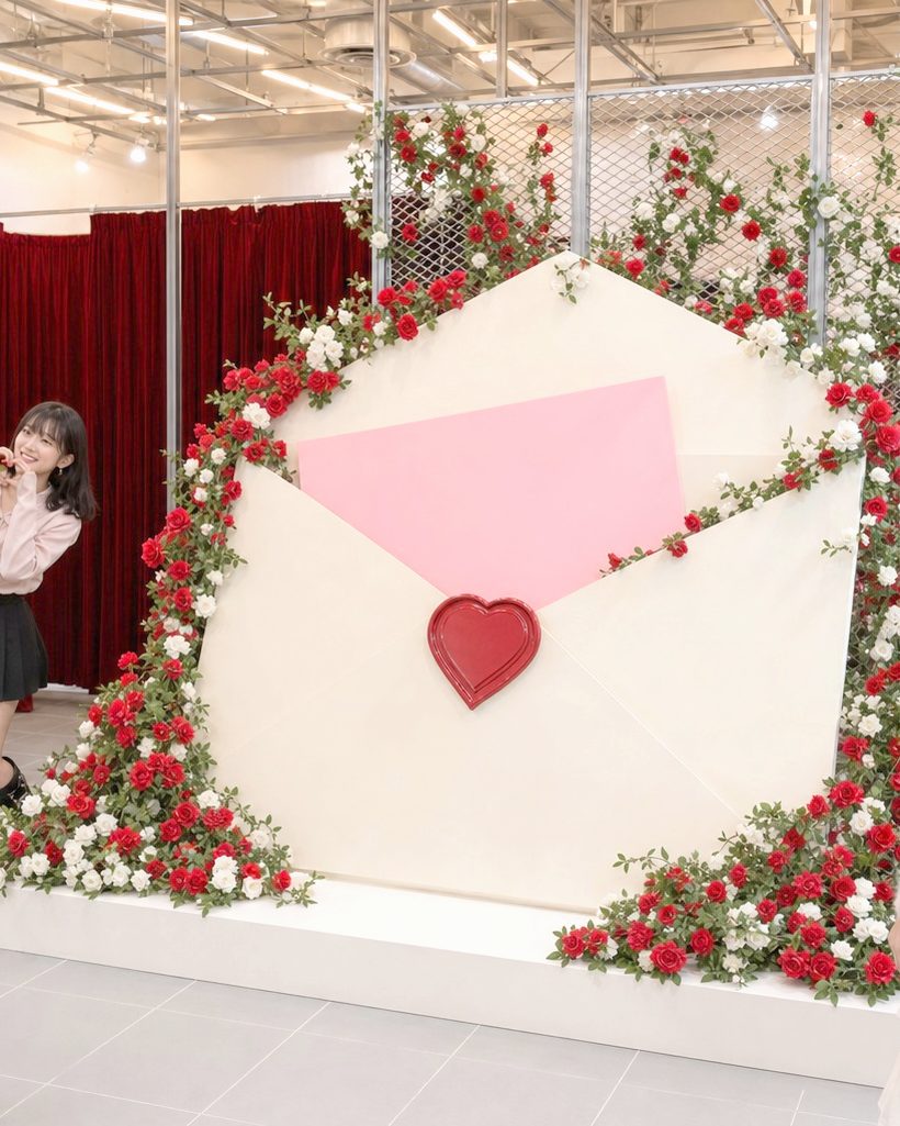巨大ラブレターと写真を撮る来場者